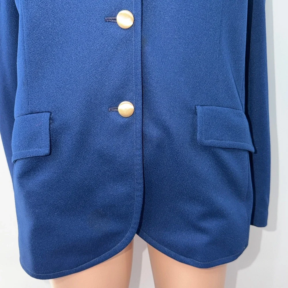 Evan-Picone 18 Blue Textured Knit Blazer Career Professional Dark Academia